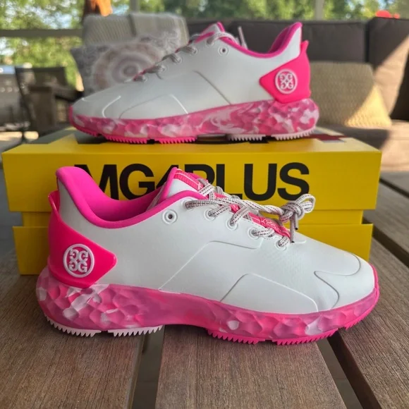 G/FORE GFORE MG4+ Perforated Golf Shoe Sneaker Ladies 9 Knockout Pink Camo White - Picture 5 of 9